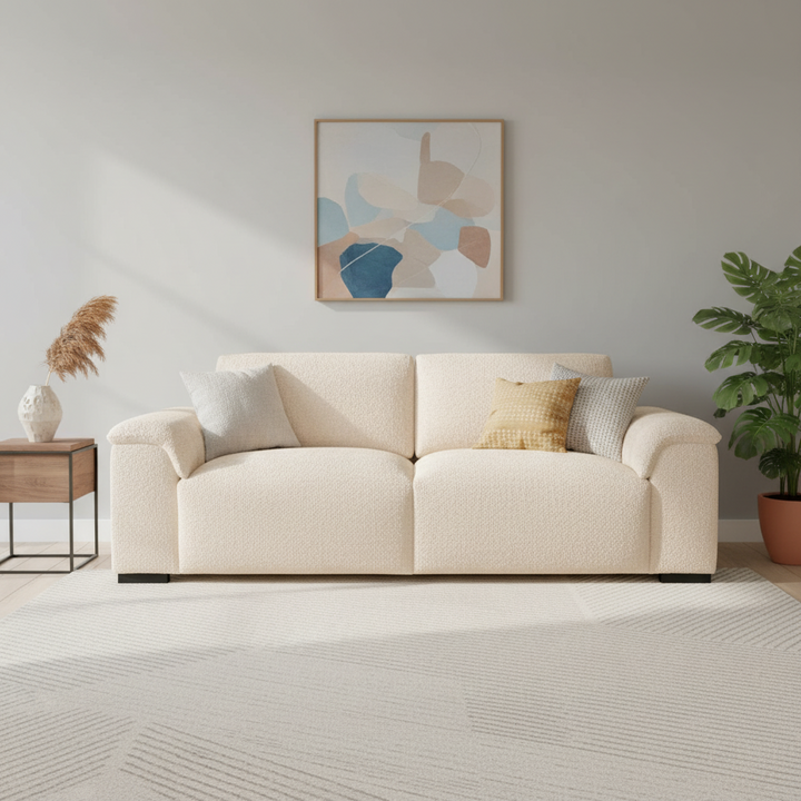 Guyra 3 Seater Fabric Sofa - Light Beige