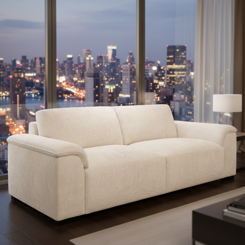 Guyra 3 Seater Fabric Sofa - Light Beige