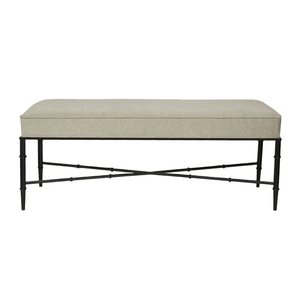 Hacienda Black Iron Bench Ottoman - Wheat