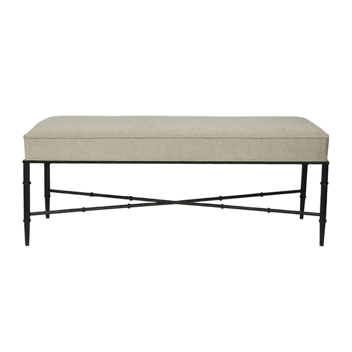 Hacienda Black Iron Bench Ottoman - Wheat