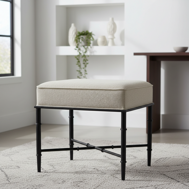 Hacienda Black Iron Stool - Wheat