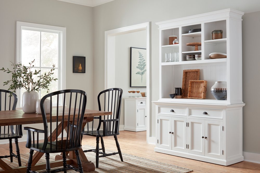 Halifax Mahogany Timber Buffet Hutch Unit with 2 Adjustable Shelves