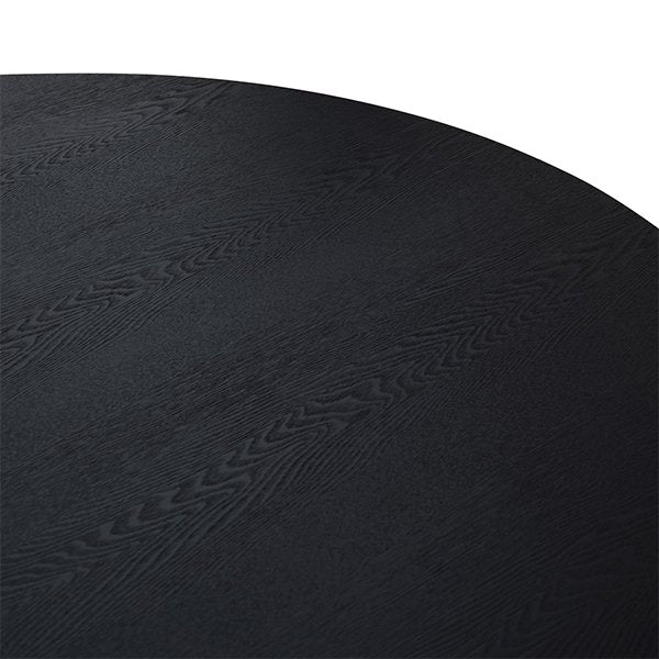 Halo 1.2m Wooden Round Dining Table - Full Black