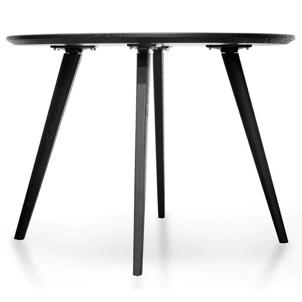 Halo 100cm Veneer Top Round Dining Table - Full Black