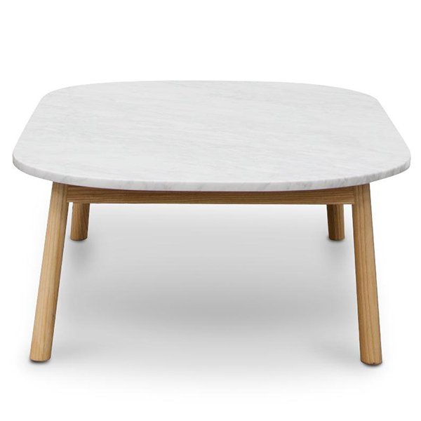 Hamilton 110cm Oval Marble Coffee Table - Natural Base