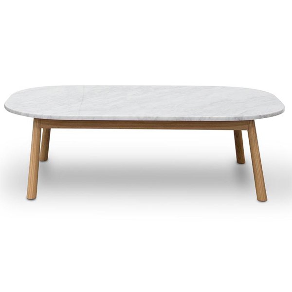 Hamilton 110cm Oval Marble Coffee Table - Natural Base