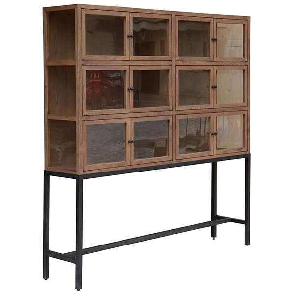 Hamlyn Oak Timber & Metal Display Cabinet - Large