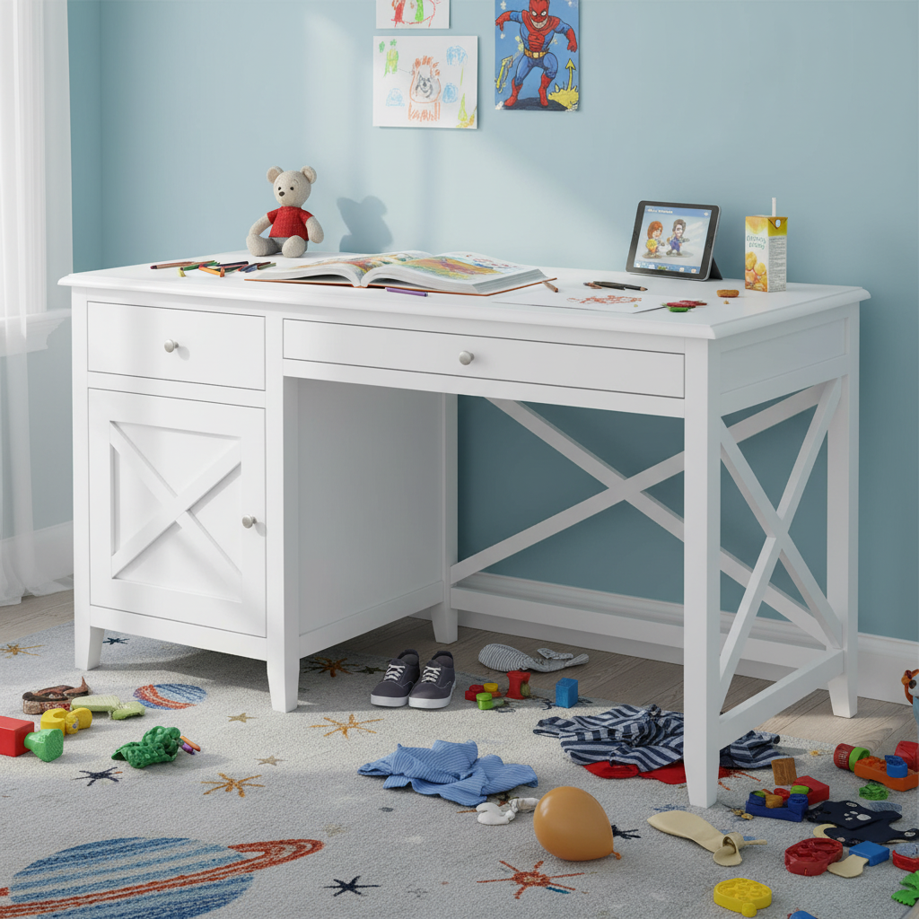 Hampton White Large Timber Student Desk