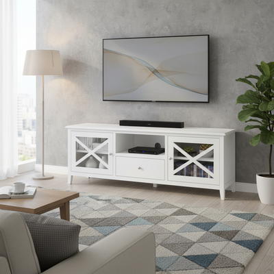 Hampton White Large Timber TV Entertainment Unit