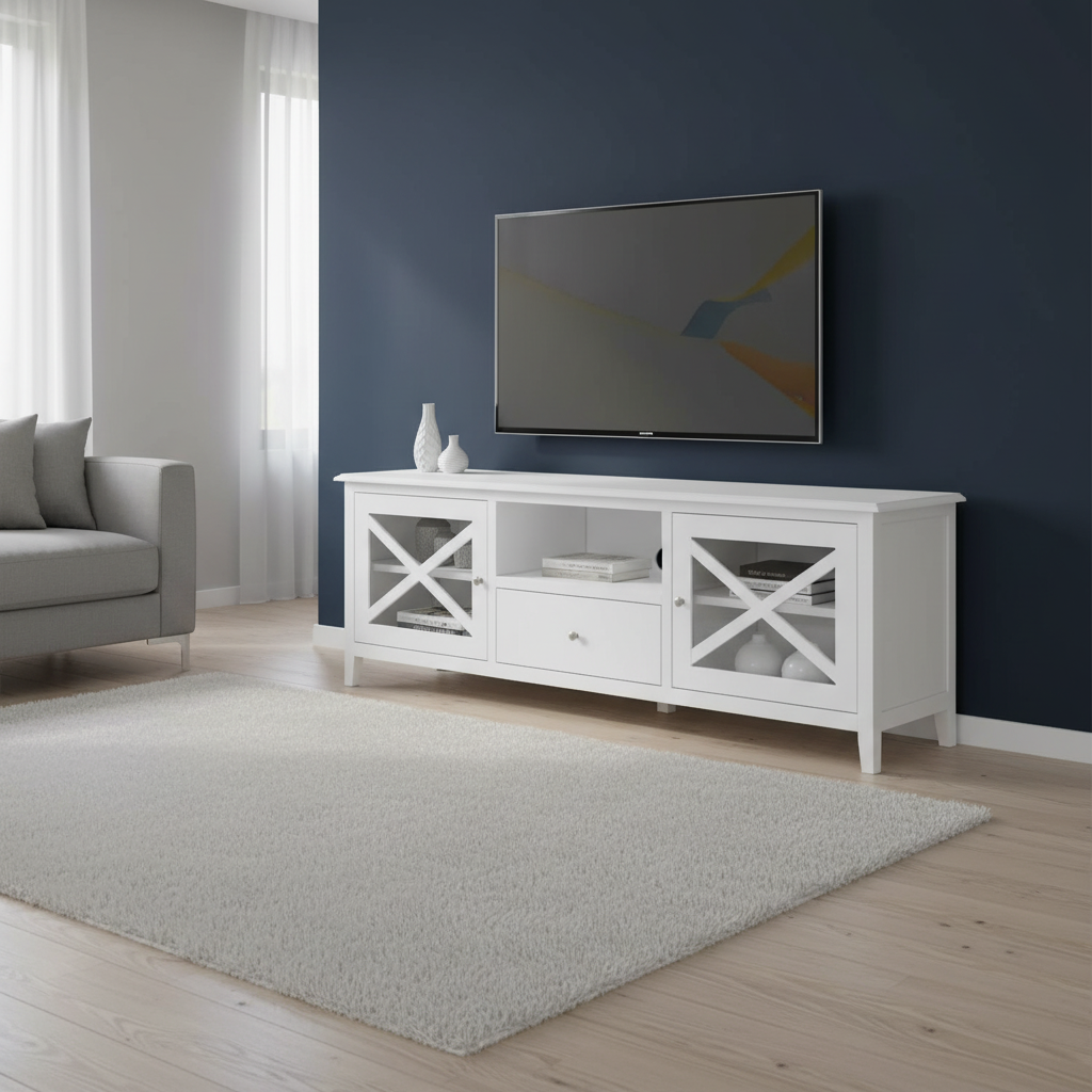 Hampton White Medium Timber TV Entertainment Unit