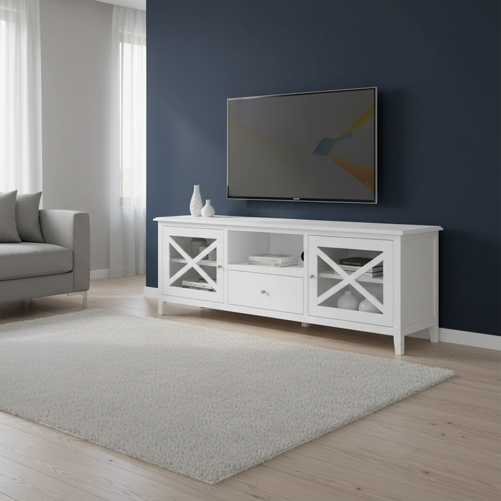 Hampton White Medium Timber TV Entertainment Unit