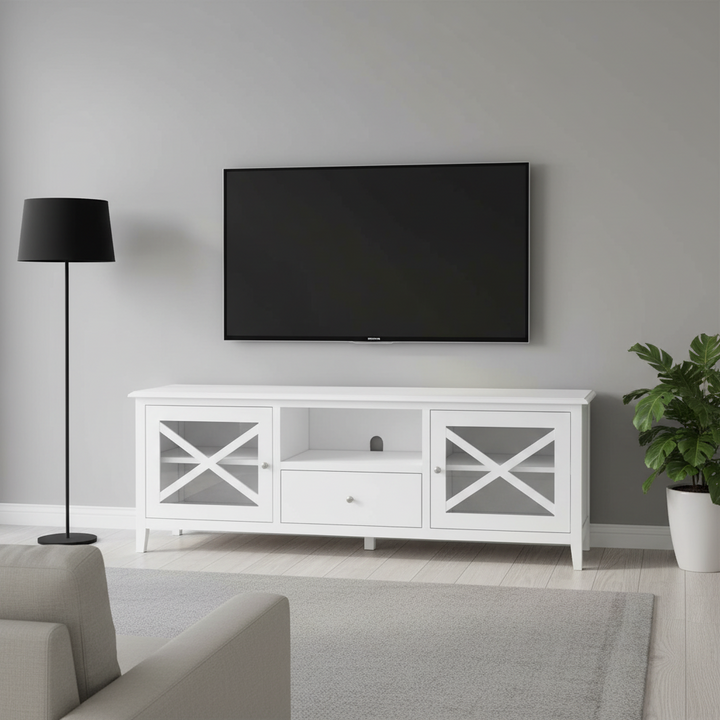 Hampton White Medium Timber TV Entertainment Unit