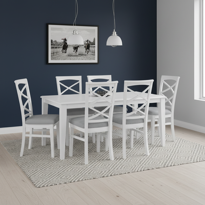 Hampton White Timber 7 Piece Dining Setting