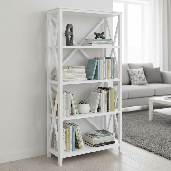 Hampton White Timber Bookcase