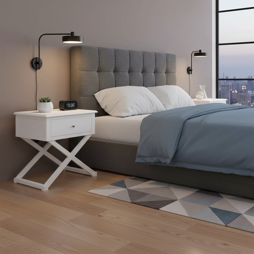 Hampton White Timber Cross Leg Side Table