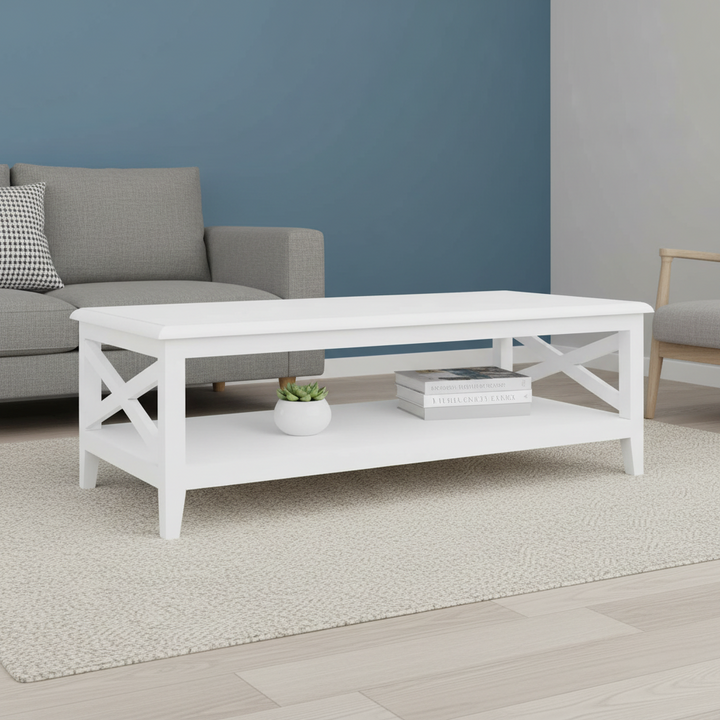 Hampton White Timber Rectangular Coffee Table