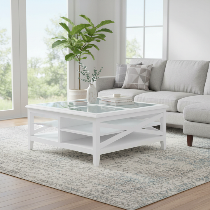 Hampton White Timber Square Coffee Table