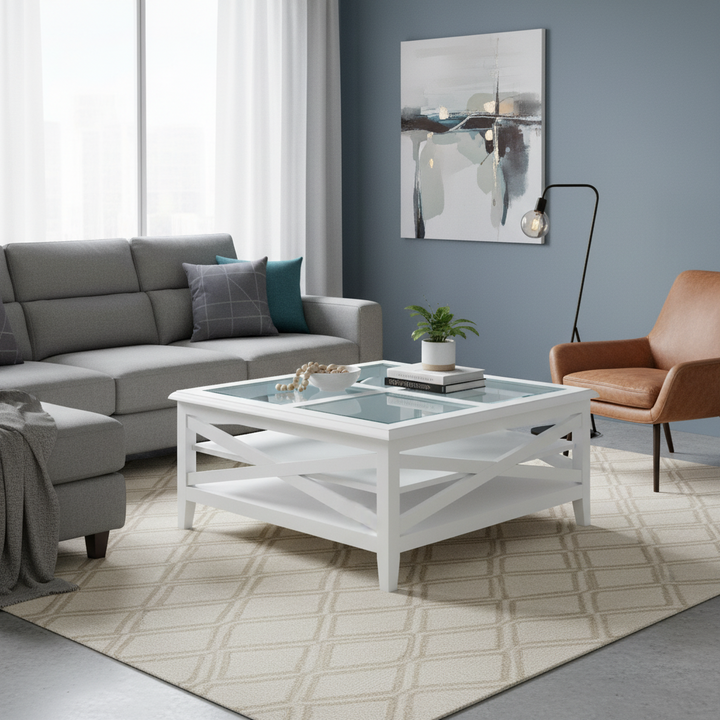 Hampton White Timber Square Coffee Table