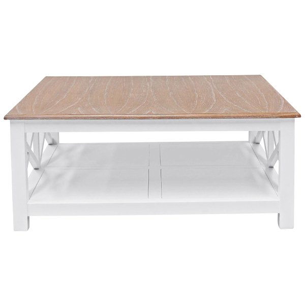 Hamptons Coffee Table - White + Weathered Oak Top