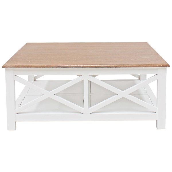 Hamptons Coffee Table - White + Weathered Oak Top