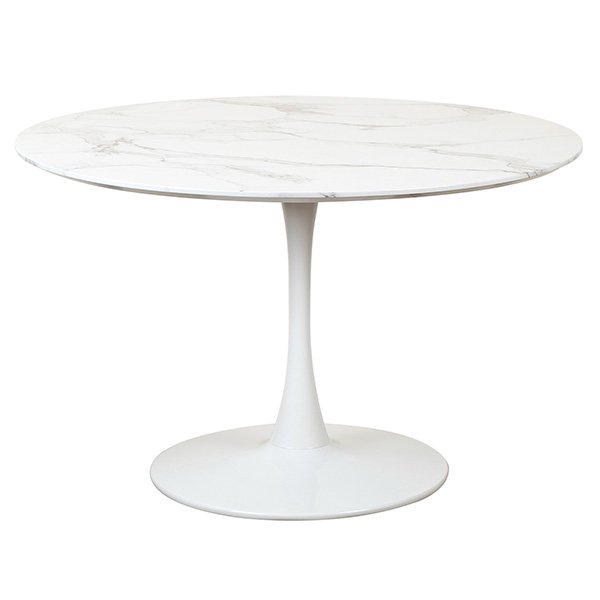 Hanaya Marble Effect Round Dining Table 120cm - White