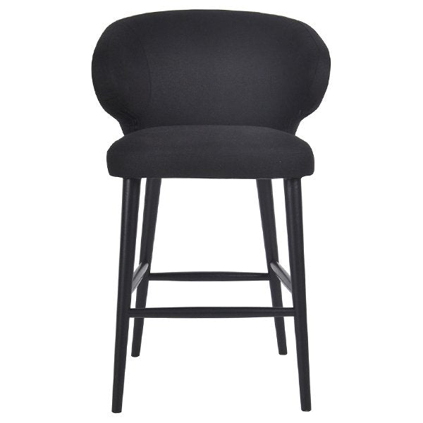 Harlow Black Kitchen Stool - Black Linen