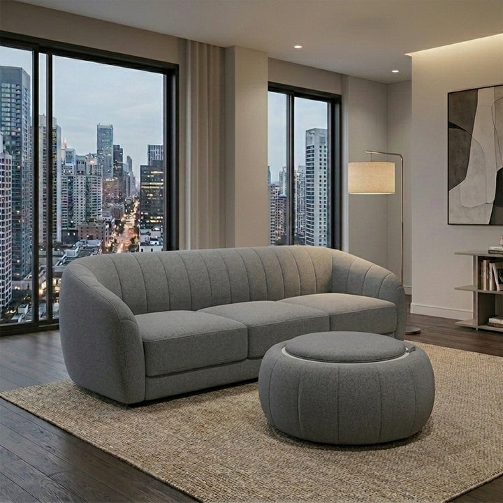 Harper Fabric 3 Seater Sofa - Dark Grey