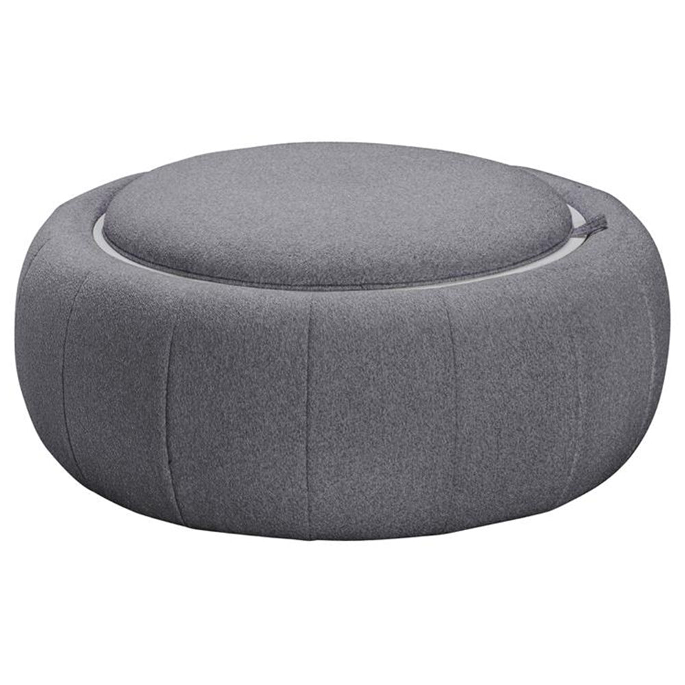 Harper Fabric Round Ottoman - Dark Grey
