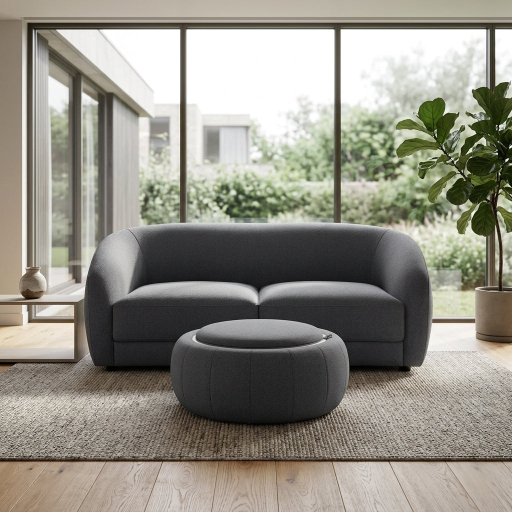Harper Fabric 2 Seater Sofa - Dark Grey