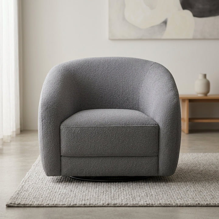 Harper Swivel Fabric Armchair - Dark Grey
