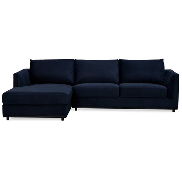 Haven Velvet Sofa with LHF Chaise - Navy