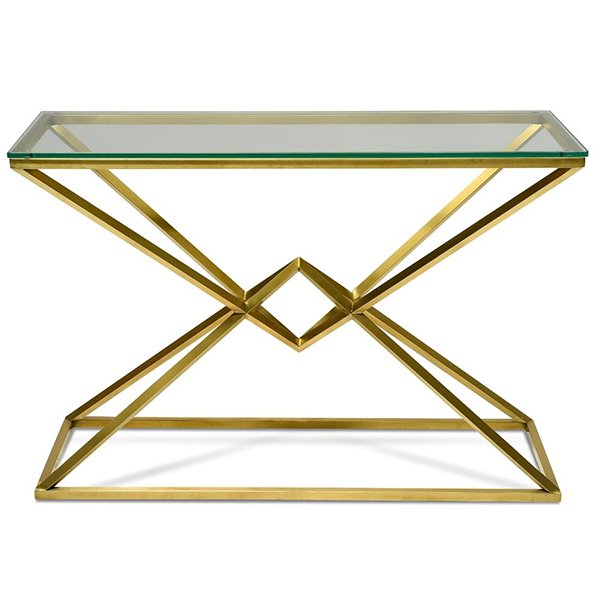 Hayes 1.2m Glass Console Hall Table - Gold Base