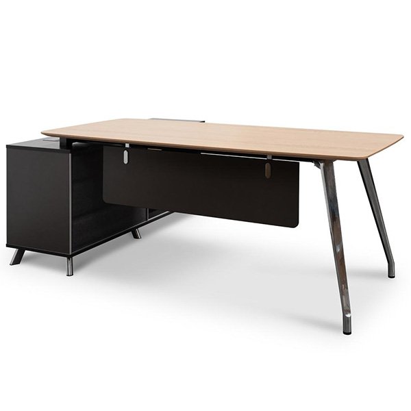 Hayes 2m Right Return Office Desk - Natural - Black