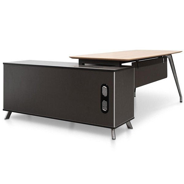 Hayes 2m Right Return Office Desk - Natural - Black