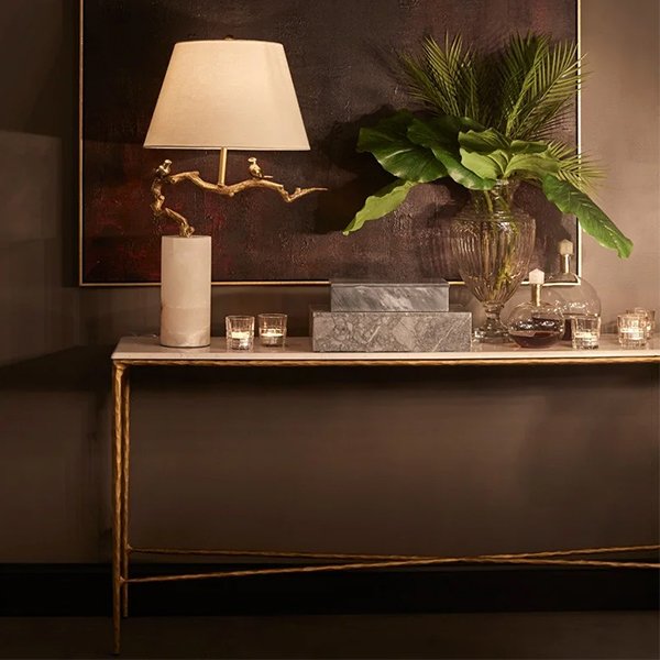 Heston Marble Console Table - Large Brass