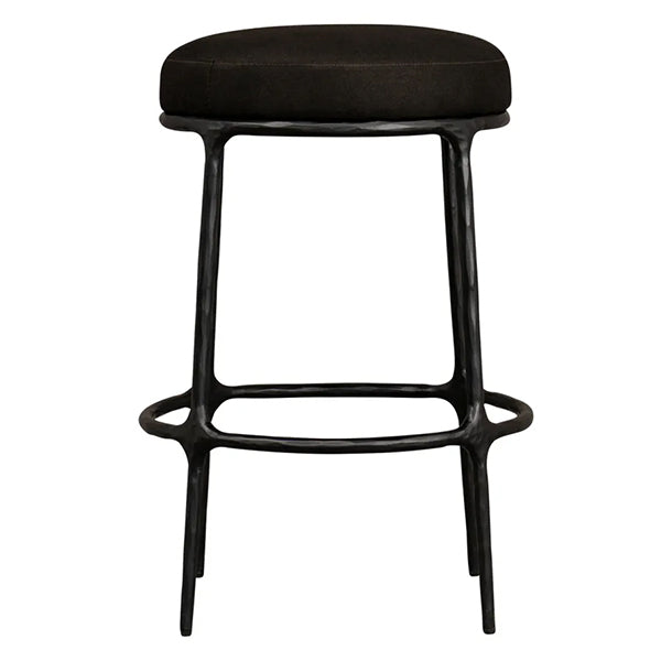 Heston Black Kitchen Stool - Black Linen