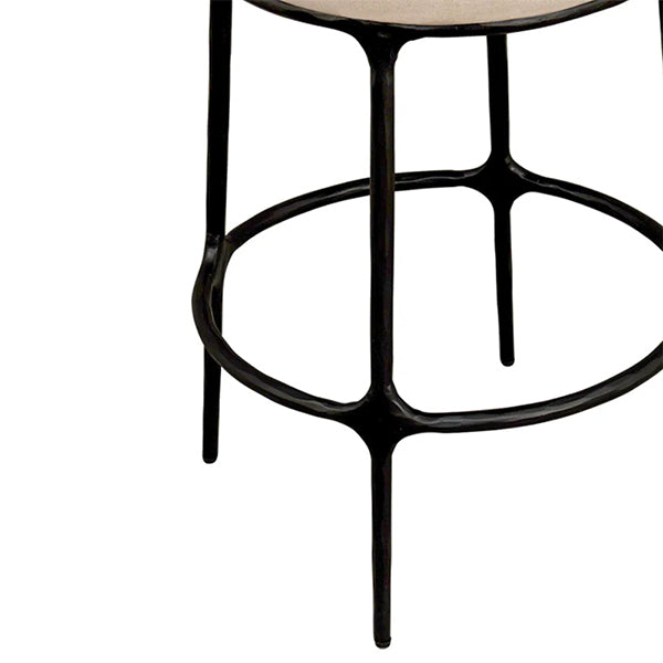 Heston Black Kitchen Stool - Natural Linen