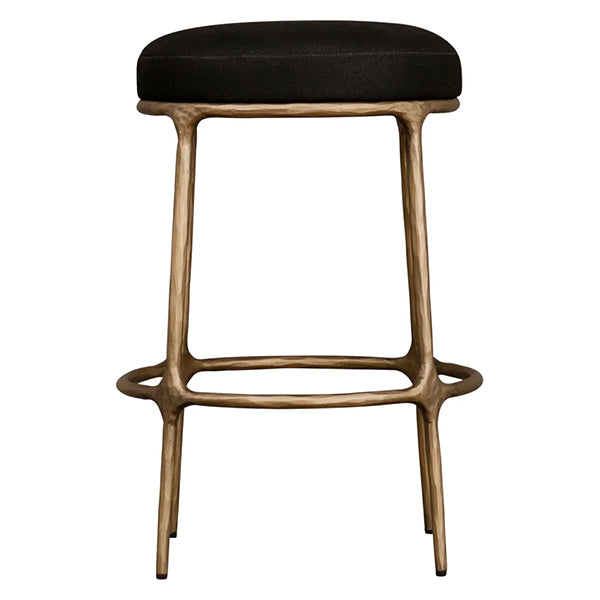 Heston Brass Kitchen Stool - Black Linen