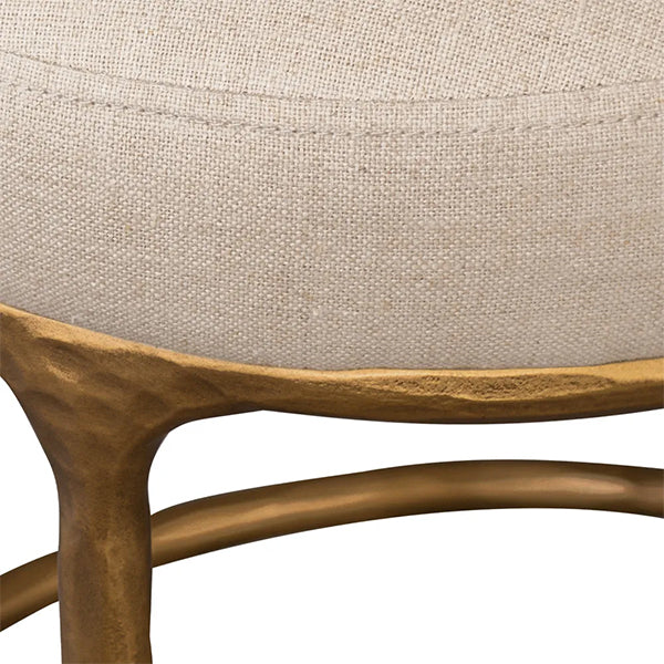 Heston Brass Kitchen Stool - Natural Linen