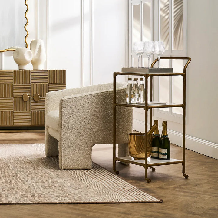Hailey Marble Square Bar Cart