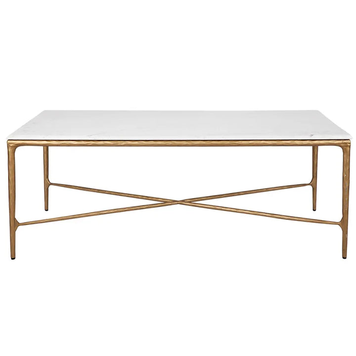 Heston Rectangle Marble Coffee Table - Brass