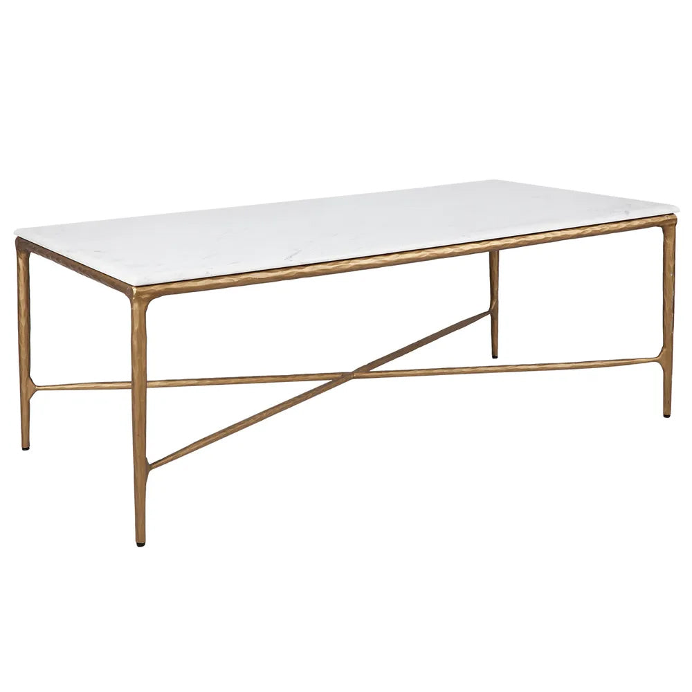 Heston Rectangle Marble Coffee Table - Brass