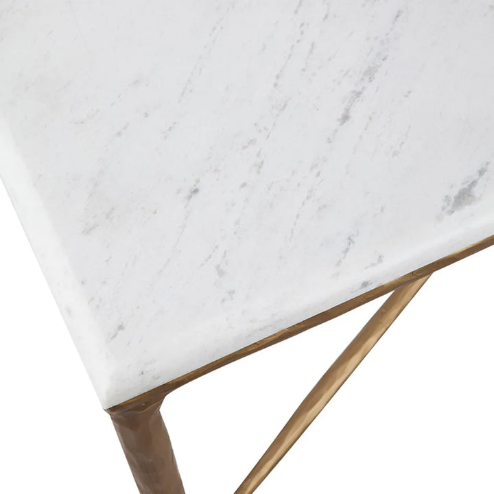 Heston Rectangle Marble Coffee Table - Brass