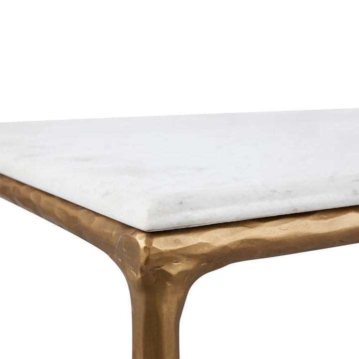 Heston Rectangle Marble Coffee Table - Brass