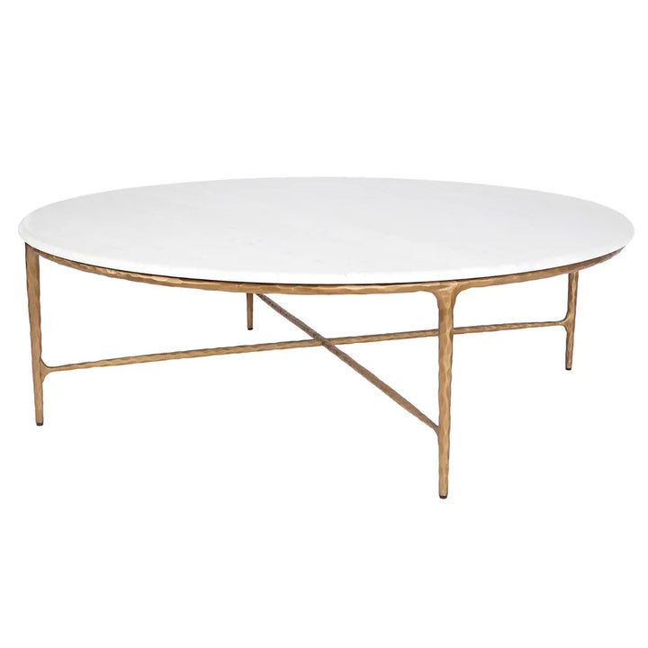 Heston Round Marble Coffee Table - Brass