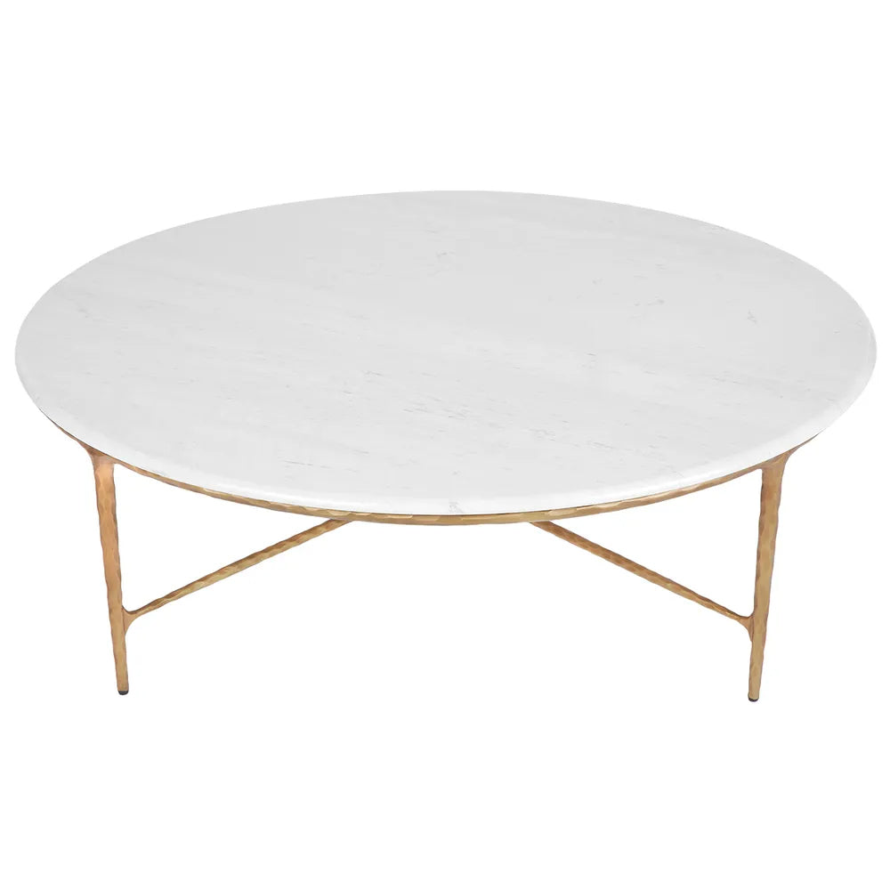 Heston Round Marble Coffee Table - Brass