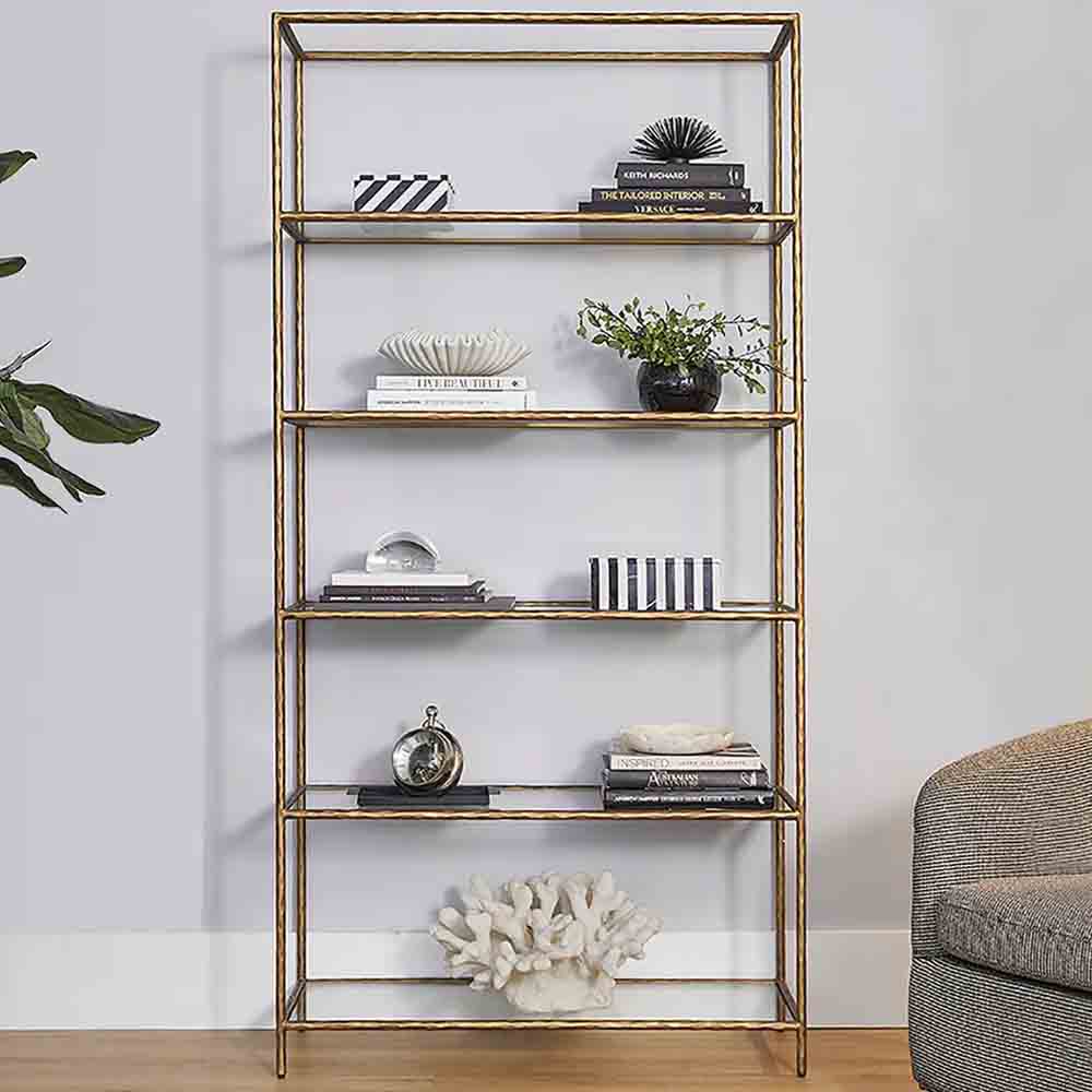 Heston Shelving Unit - Brass