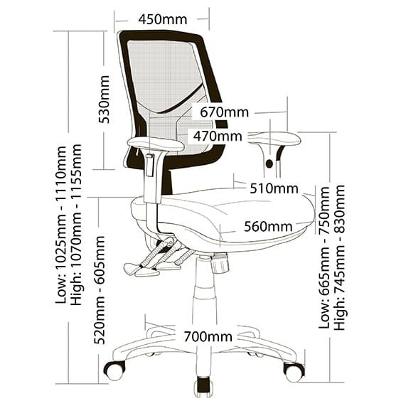 Hino High Back Mesh Ergonomic Office Chair with Adjustable Arms