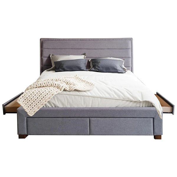 Hawthorn Fabric Platform Bed with Side Drawers - Queen