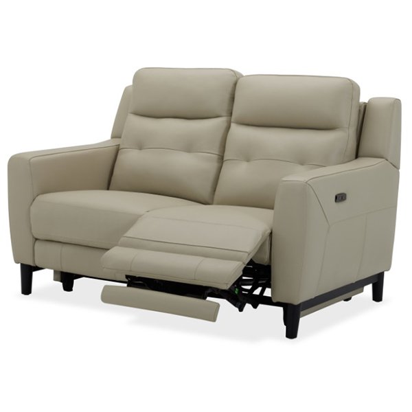 Hollydeen Leather 2 Seater Electric Recliner Sofa - Beige